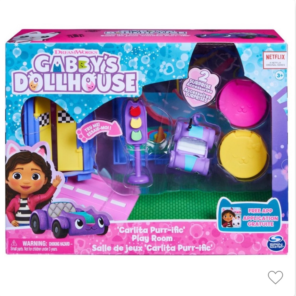 Gabby's Dollhouse Carlita Purr-ific Play Room with Carlita Toy Car NEW IN BOX